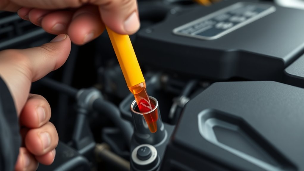check dipstick level with engine