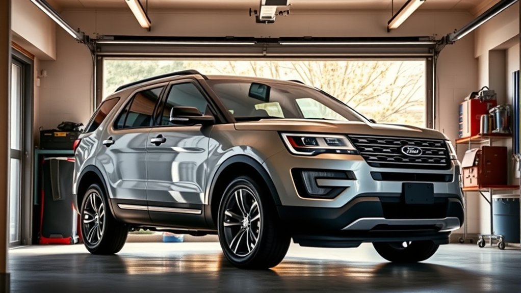 explorer garage width and door opening clearance