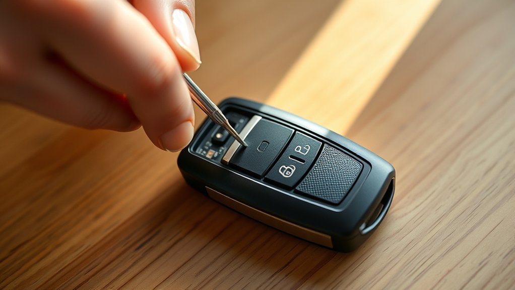 open ford key fob carefully separate inspect contacts